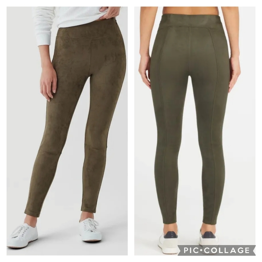 NWT Splendid Olive Green Faux Suede Leggings High Waist Large
